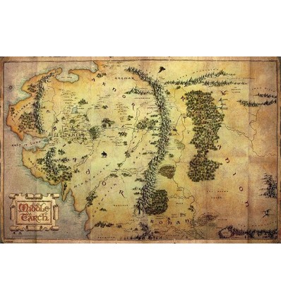 Le Hobbit: Un voyage inattendu - Poster Carte Terre du Milieu - 61 x 91 cm