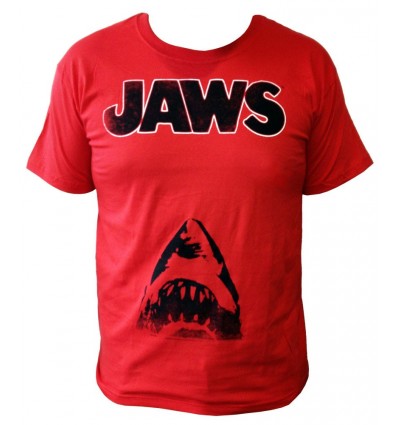 Les Dents de la Mer - T-shirt Rouge Logo Jaws et Requin